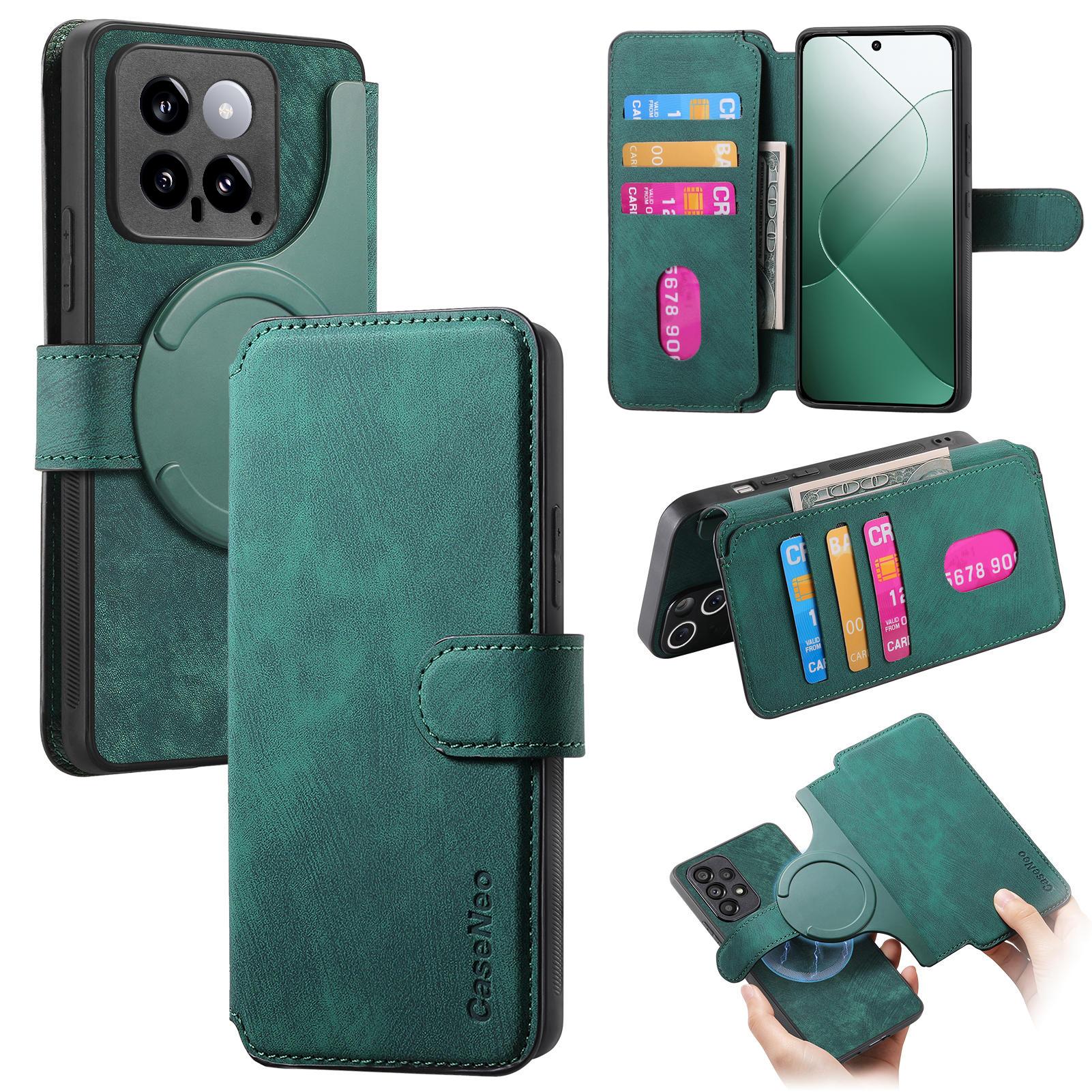 For Xiaomi 14 Magnetic Case CASENEO Detachable Leather Phone Wallet Cover D