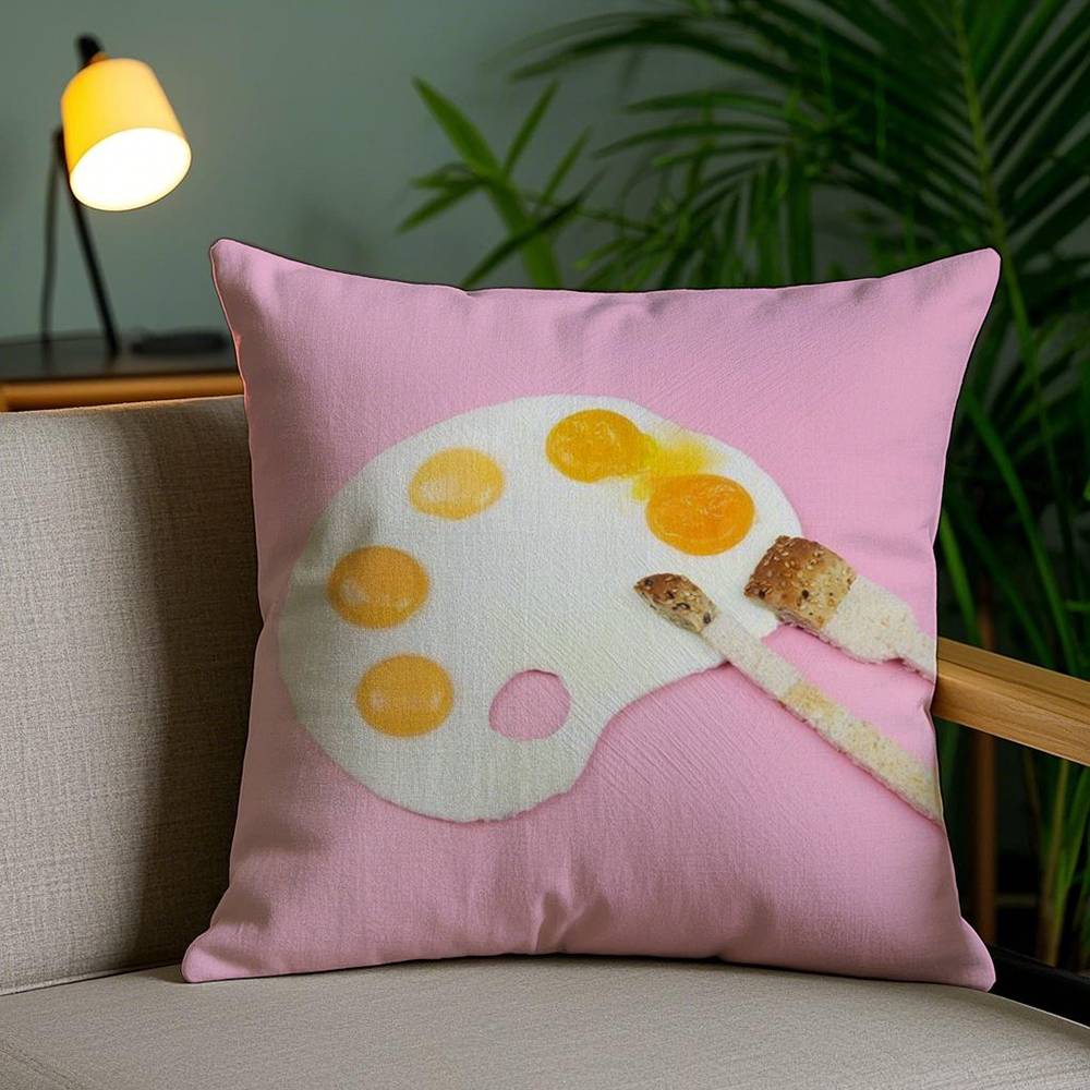 Funny Pillow Food Fried Egg Case Home Dorm Chair Back Short Plush Double-sided Printing Office Nap Time Cushion Cover