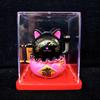 Solar-Powered Waving Maneki-neko Ornament, 2-Inch, Attracts Wealth for Office Desk or Cashier Counter Decoration