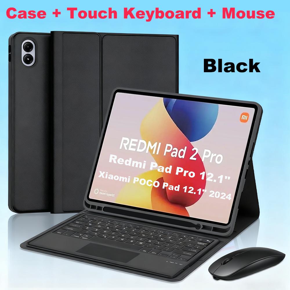 Etui do Redmi Pad 2 Pro 12.1/Redmi Pad Pro 12.1 cala, Pokrowiec z klawiaturą Bluetooth dla POCO Pad 12.1 cala