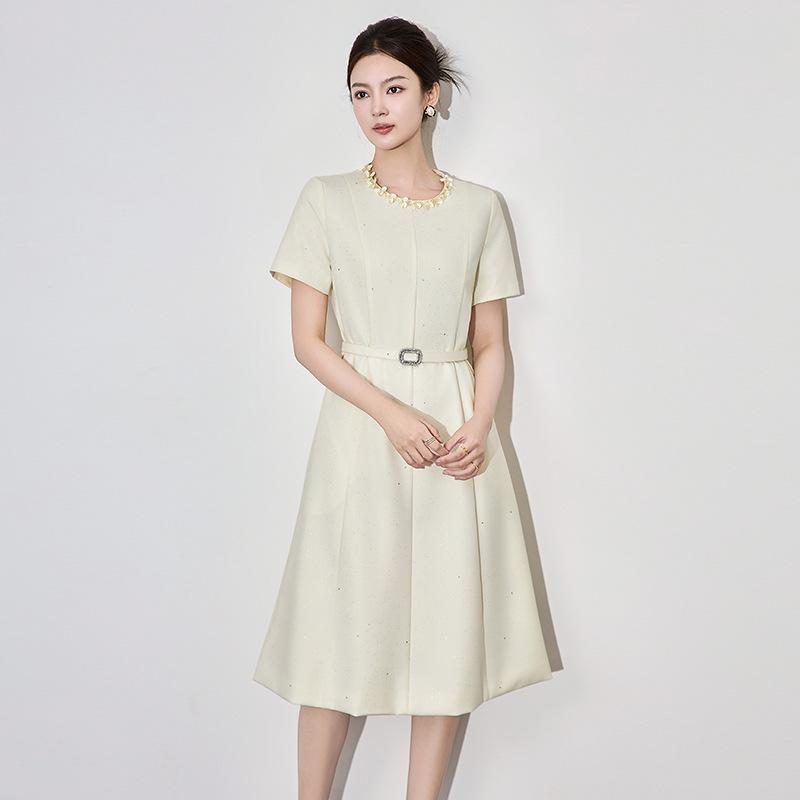 

Elegant Silver Beaded Sequin Women s Spring Dress бежевий