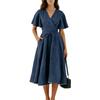 Ladies' Casual And Fashionable Color Cotton And Linen Dress