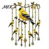Crystal Bead Wind Chime Graceful Bird Chimes, Chimes for Outside, Metal Three-dimensional Carving Hanging Suncatchers with Pendants Garden Yard Decor