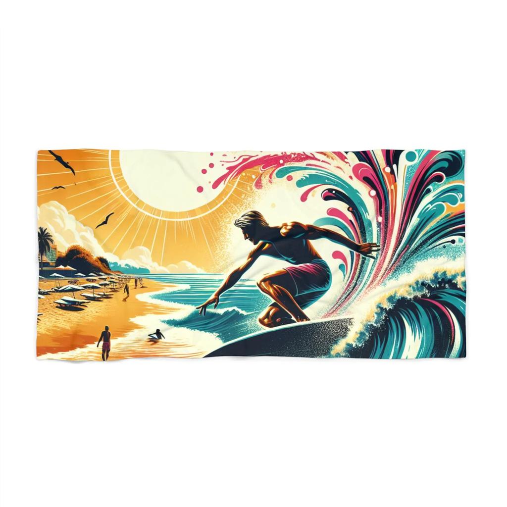 Tropical Sunset Beach Towel Microfiber Absorbent Quick Dry Lightweight Sand Free Oversized Towel Stylish for Camping Vacation