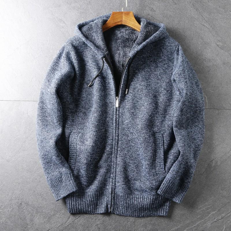 Men's Autumn/Winter Thick Hooded Knitted Cardigan Sweater Jacket