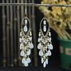 Bohemian Crystal Tassel Earrings - Ethnic Style, Slim Face, Exaggerated Design for Travel
