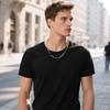 Vnox Collier Réglable 46-51cm Acier Bambou avec Fermoir Mousqueton, Perles d'Agate Naturelle Bijoux Minimalistes Cadeau pour Hommes Femmes