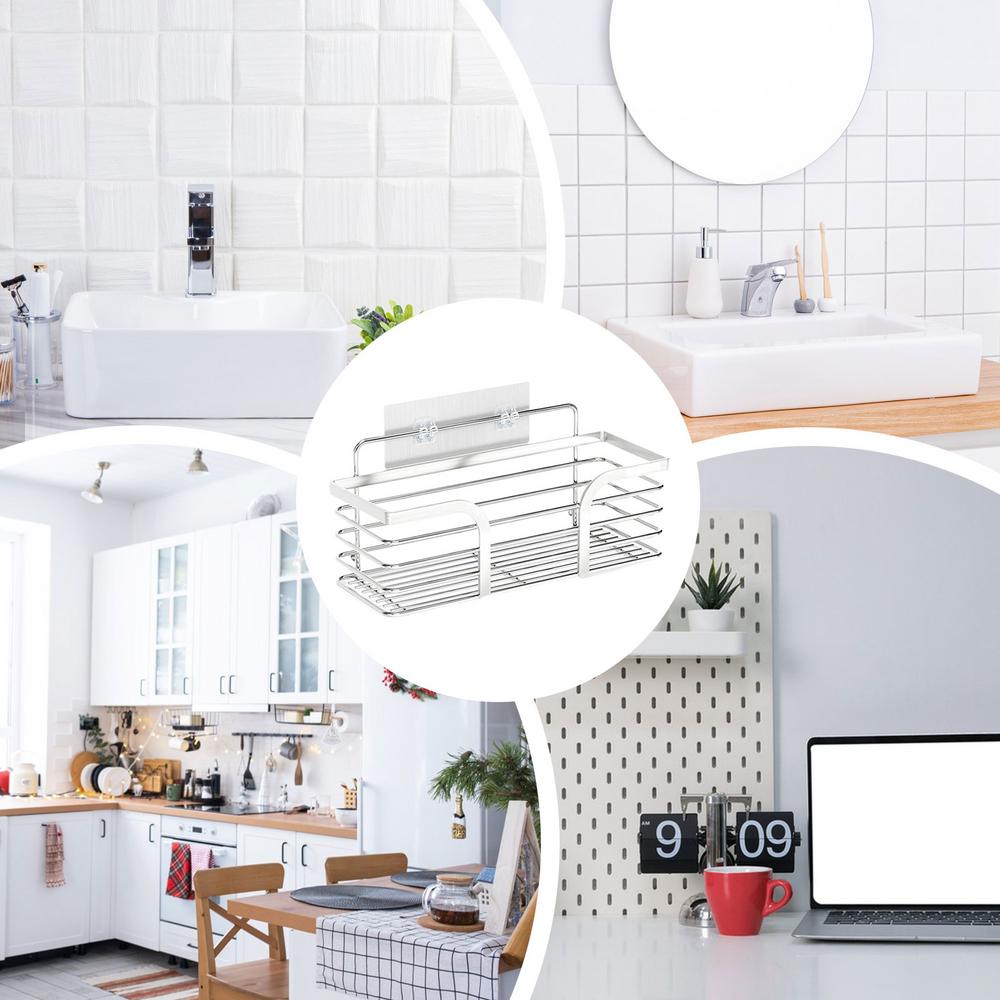 Shower Wall Organizer Wall Adhesive Shower Shelf Load-bearing Shower Storage Shelf No Drill Wall Organizers For Kitchen Bathroom