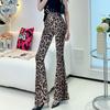 Spring Thin Women's High-waisted Flared Pants Slim Fit Trousers Printed Stretch Flared Pants