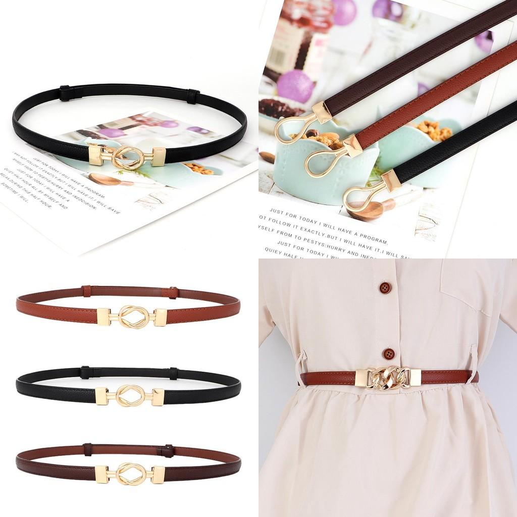 Elegant Women Pu Leather Thin Waist Belt With Letter Embellishments For Daily Wear