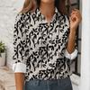 Women's Button Down Prints Shirt Long Sleeve Shirt Business Work Tops Casual With Pockets Jacket