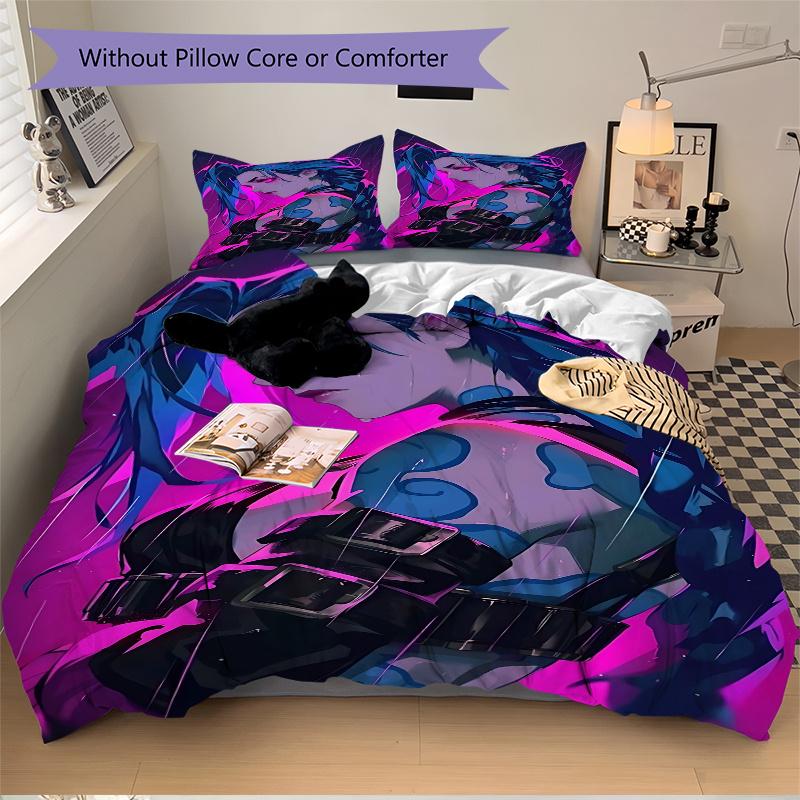 3pcs Jinx Home Decor Bedding Set-Universal Three-Piece Suit for Bedroom, Guest Room, Living Room, Hotel, Festival Gift, Fan-Favorite, Travel