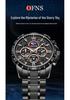 OFNS Men's Six-Hand Multifunctional Waterproof Quartz Watch with Large Dial and Steel Strap