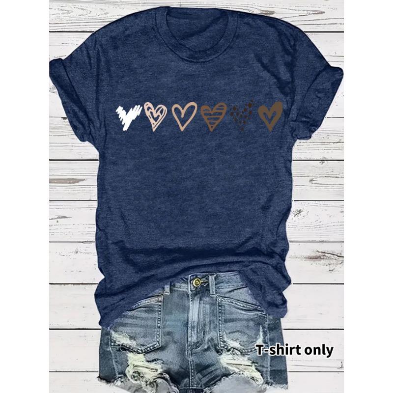 Women's Summer Premium Sense of Fashion Heart Pattern New Short-sleeved T-shirt
