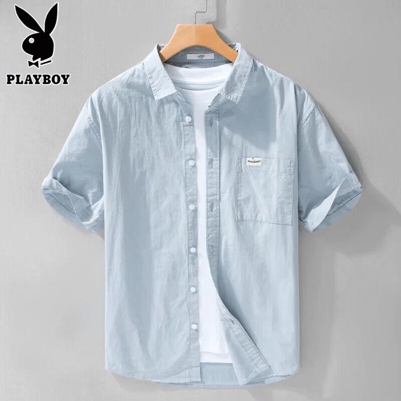 PLAYBOY Men s 100% Cotton Casual Short-Sleeve Shirt XL