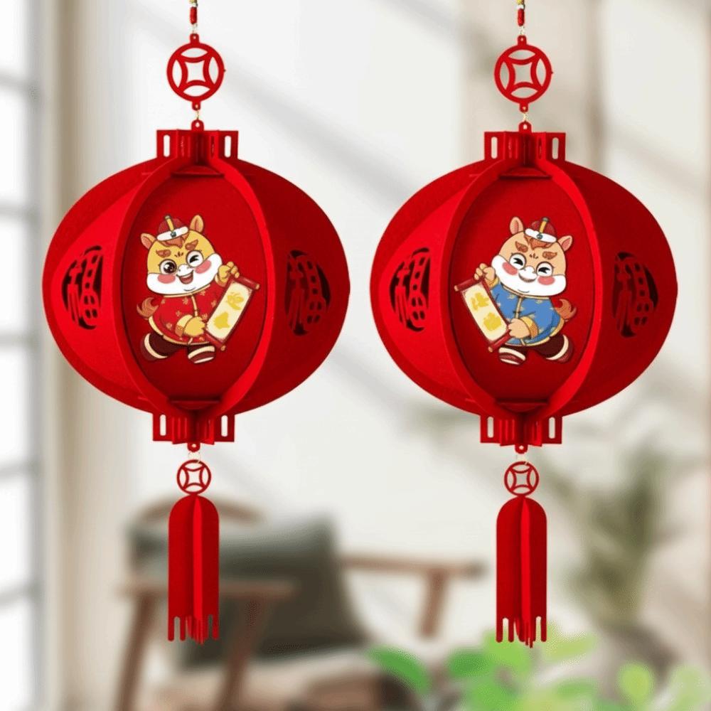 

2Pcs Good Luck Red Decorative Lantern Hanging Spring Festival Decorations Pub Home Party Style 4