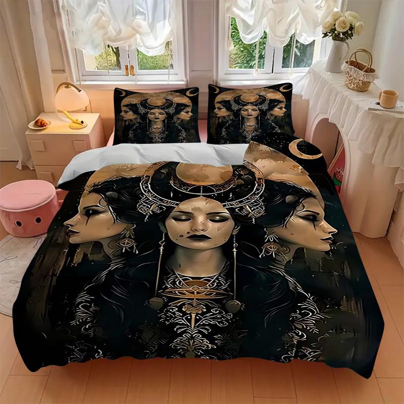 3-teiliges Anime-Cartoon-Design Mondgöttin Bettwäsche-Set - Enthält eine Bettdecke und zwei Kissenbezüge (Kein Kern) - Perfekt für Schlafzimmer- und Gästezimmerdekoration