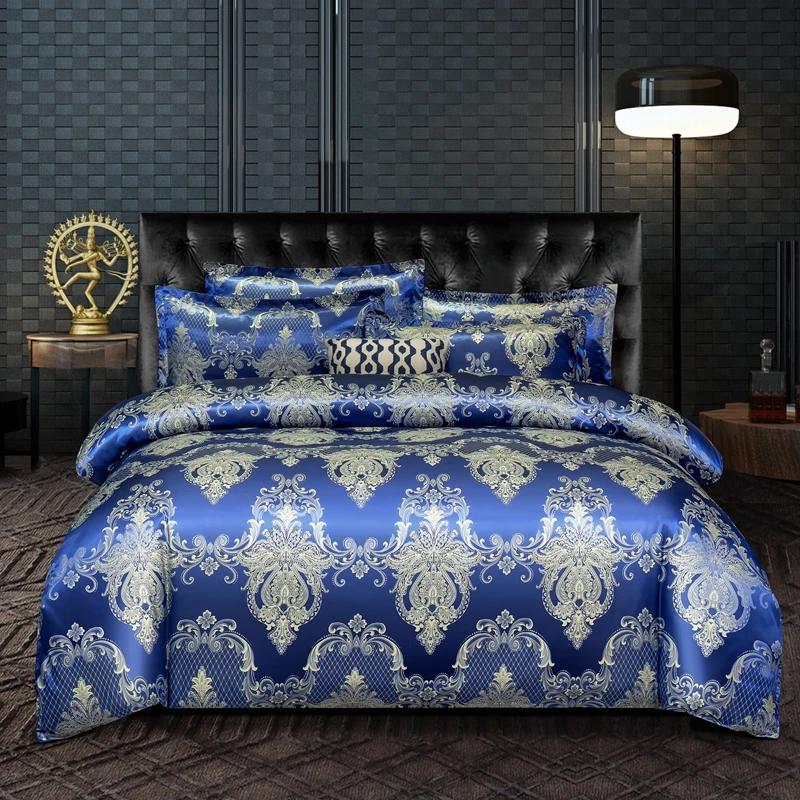 New 3pcs Duvet Cover and Pillow Case Set No Filling European Light Luxury Jacquard Woven Polyanthous Type Family Bedroom Bedding