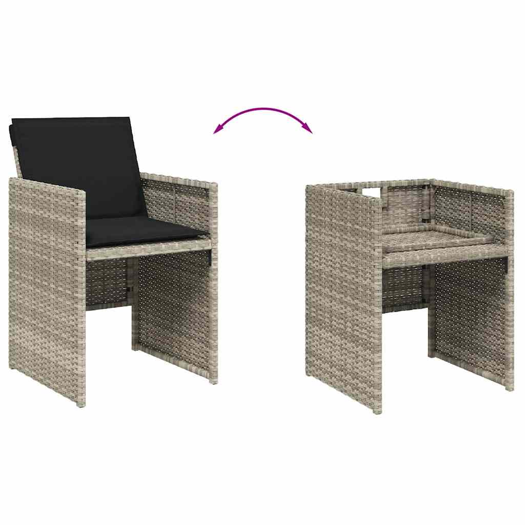 Vidaxl 11-Cz. Zestaw Mebli Do Ogrodu Z Poduszkami Jasnoszary Rattan Pe