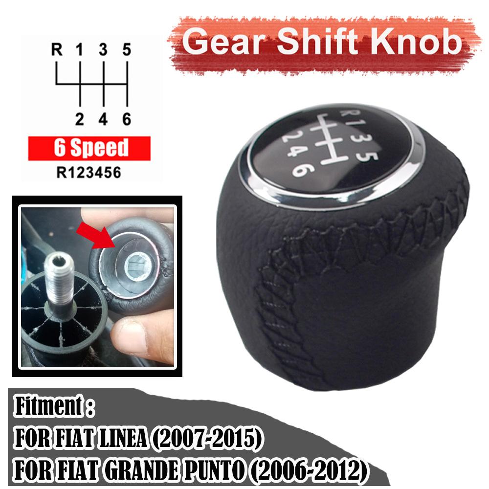 Car Gear Shift Knob Gearbox Handle Gear Lever Knob For Fiat Grande Punto 2006-2012 Fiat Linea 2007-2015 Lever Shifter PU Leather