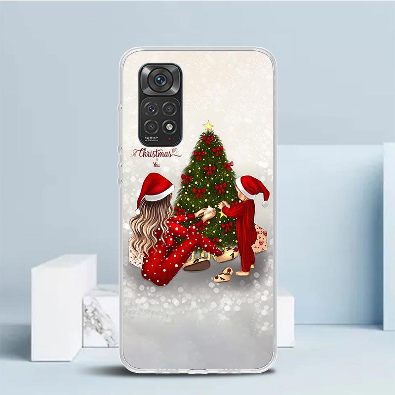 Christmas Girls Tree Gift Phone Case For Xiaomi Redmi Note 15 14 14S 13 12S 12 Pro Plus 11S 11 11T 11E 10S 10 + Soft TPU Back Co