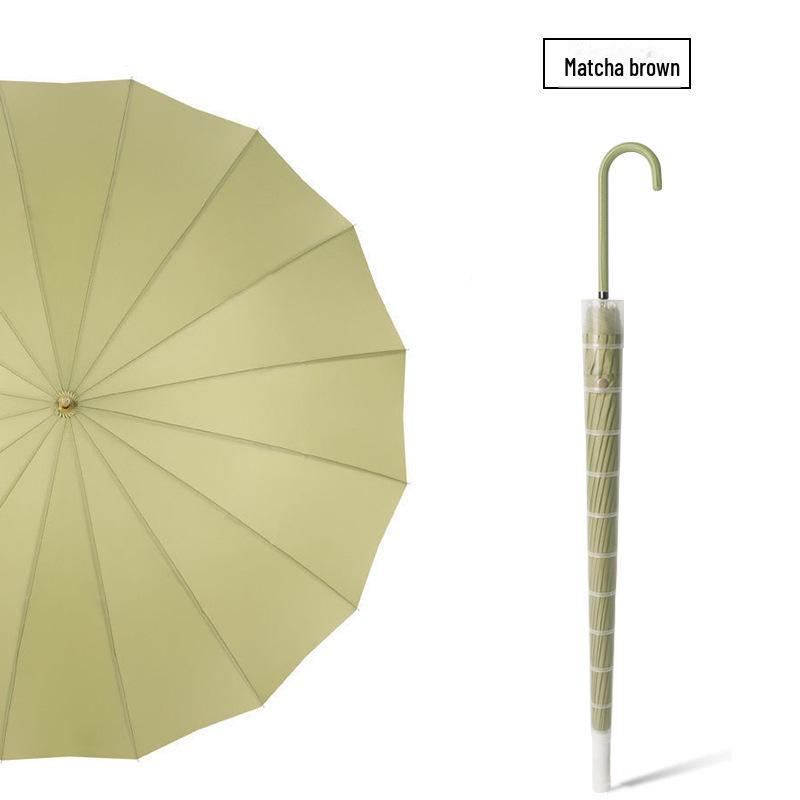 16-Rib Wind-Resistant Long Handle Umbrella with Custom Logo