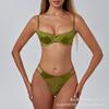 Set di Biancheria Intima Stile Francese Reggiseno in Raso e Pizzo Ultra-sottile Supporto Minimizzante per Seno Abbondante Antiscivolo
