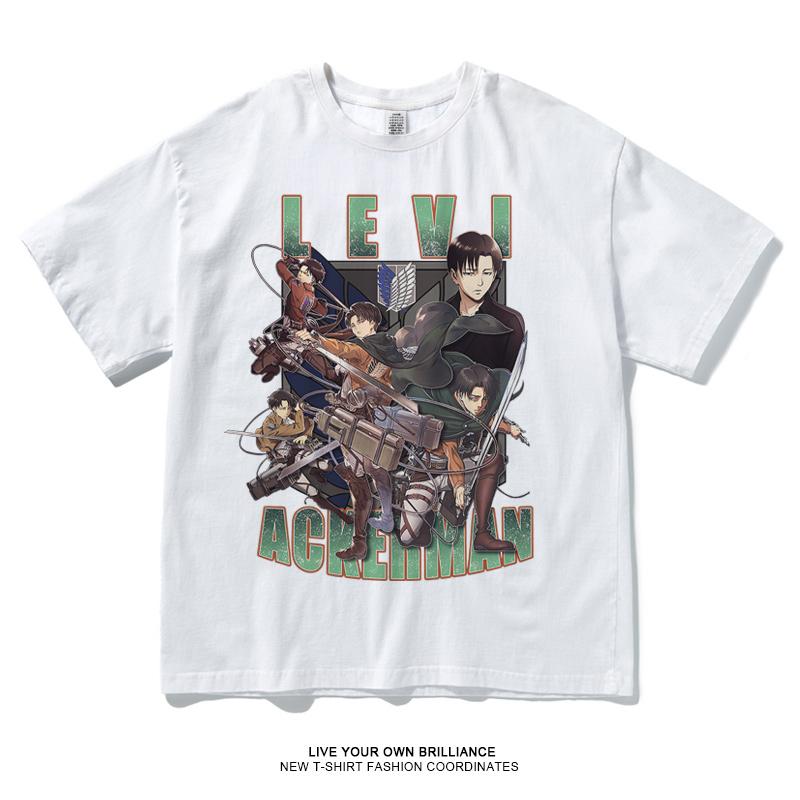Attack on Titan Anime Alan Mikasa Leavell Printed 100% Cotton T-Shirt Japanese Anime Summer Trend Casual Streetwear