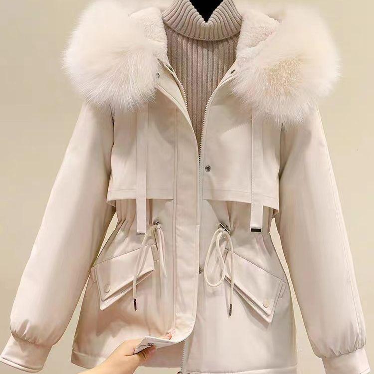 Fleece and Thicker Pie Overcome Women's Short Loose Large Size Down Cotton-padded Jacket Autumn and Winter Hooded Casual Cotton-padded Jacket