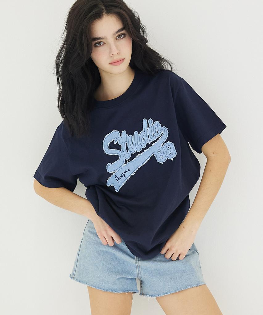 AWESOME STUDIO Studio Denim Patch Short Sleeve T-Shirt