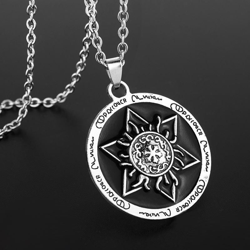 Hexagonal Star Lotus Necklace Hip Hop Street Trendy Men's Pendant Retro Titanium Steel Hexagram Star Necklace