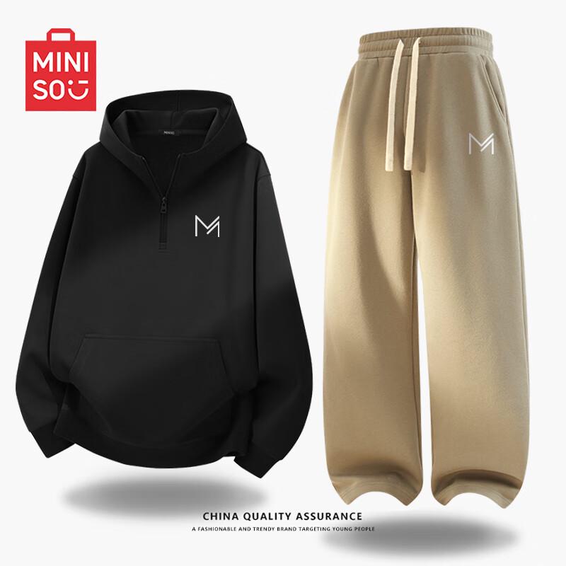MINISO Men's Half-Zip Hoodie Sweatshirt & Straight-Leg Pants Set