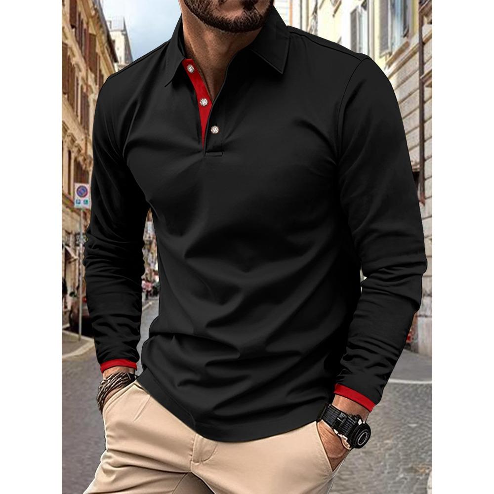Spring and Autumn Men's Long Sleeved Casual Sports Polo Shirt
