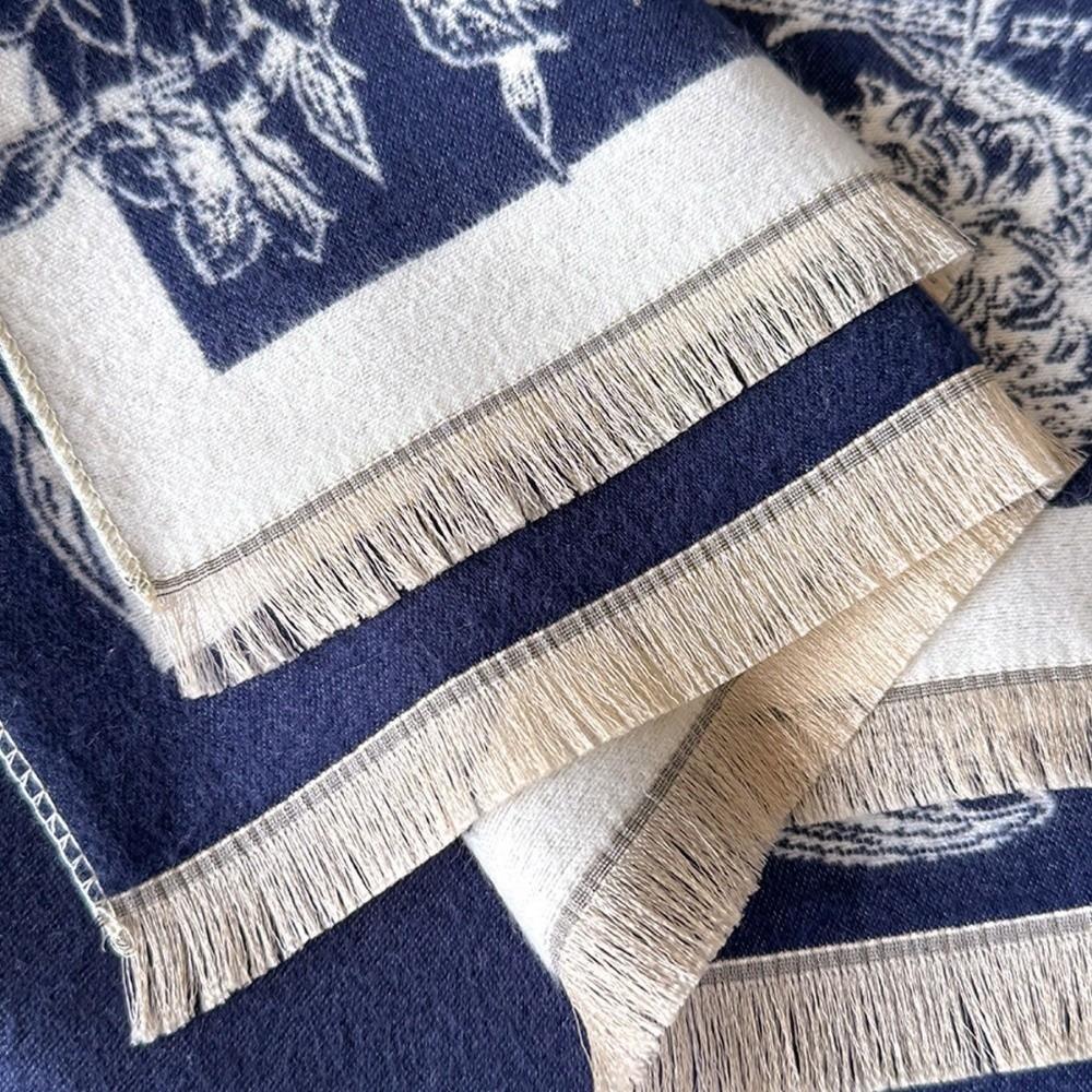 Tassel Design Imitation Cashmere Scarf Floral Jacquard Pashmina Shawl  for Winter Season