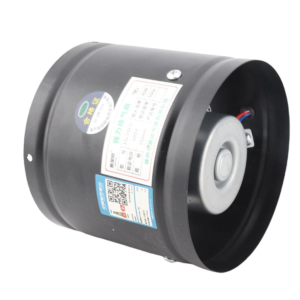 Duct Fan Powerful Ventilation Metal High Speed Copper Wire Motor Round Exhaust Fan for Bathroom Kitchen Basement Black