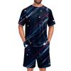 Conjunto de Pijama de Manga Corta para Hombre Ligero Transpirable Ropa de Dormir Top y Pantalones Cortos Cómodo Atuendo de Verano para Estar en Casa