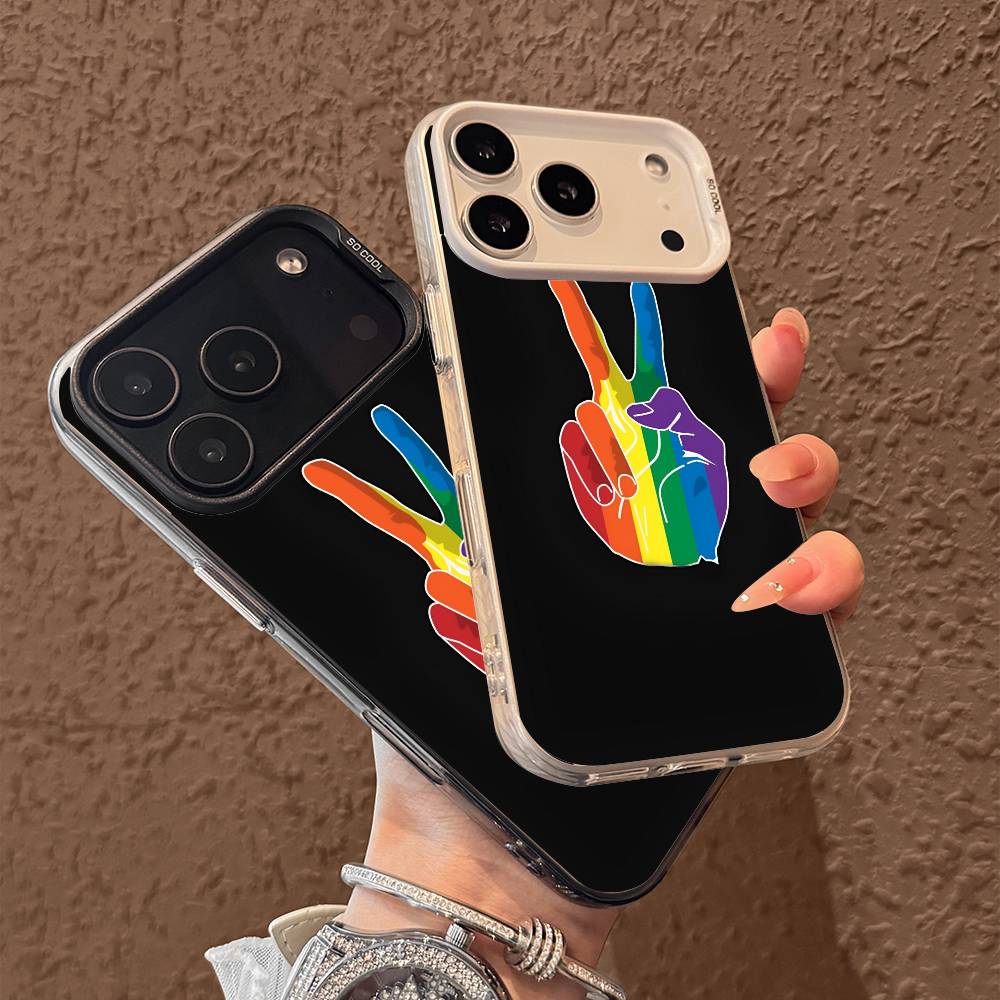 LGBT Rainbow Pride phone case for iPhone 17 17Air 16 15 14 13 12 11 Pro Max Plus Colorful Silver