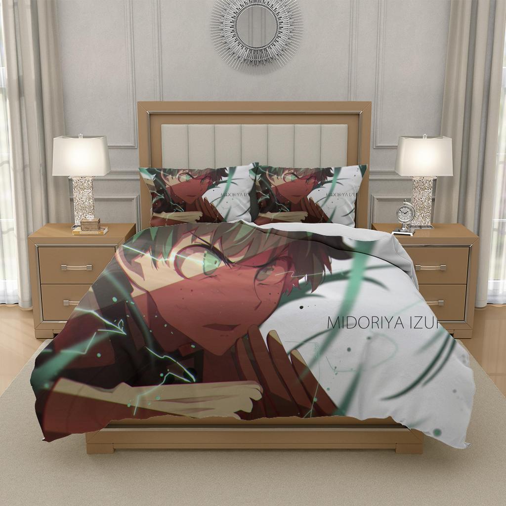 I-Izuku M-Midoriya M-My H-Hero A-Academia Anime Bedding Set with Duvet Cover Microfiber Kids Room Gift US Twin Full Queen King, UK Single Double King