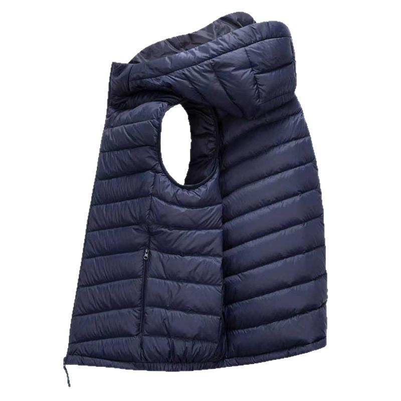 2025 Men's Lightweight Winter Hooded Vest - Casual Short White Duck Down Jacket