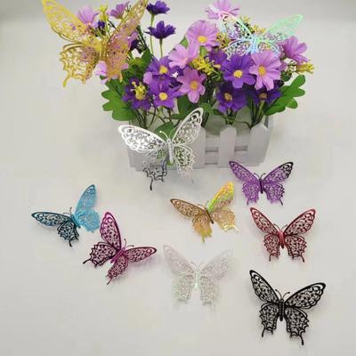 12 Pezzi Decorazioni Murali Farfalle 3D 3 Misure Decorazione Farfalla Vuota per Festa di Compleanno Cake Topper Adesivi Murali Rimovibili per Stanza dei Bambini Camera da Letto