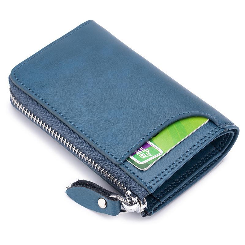 

Multifunctional car key bag, card bag, male zipper vertical key bag, real cowhide women s small change bag, keychain. темно-синього кольору