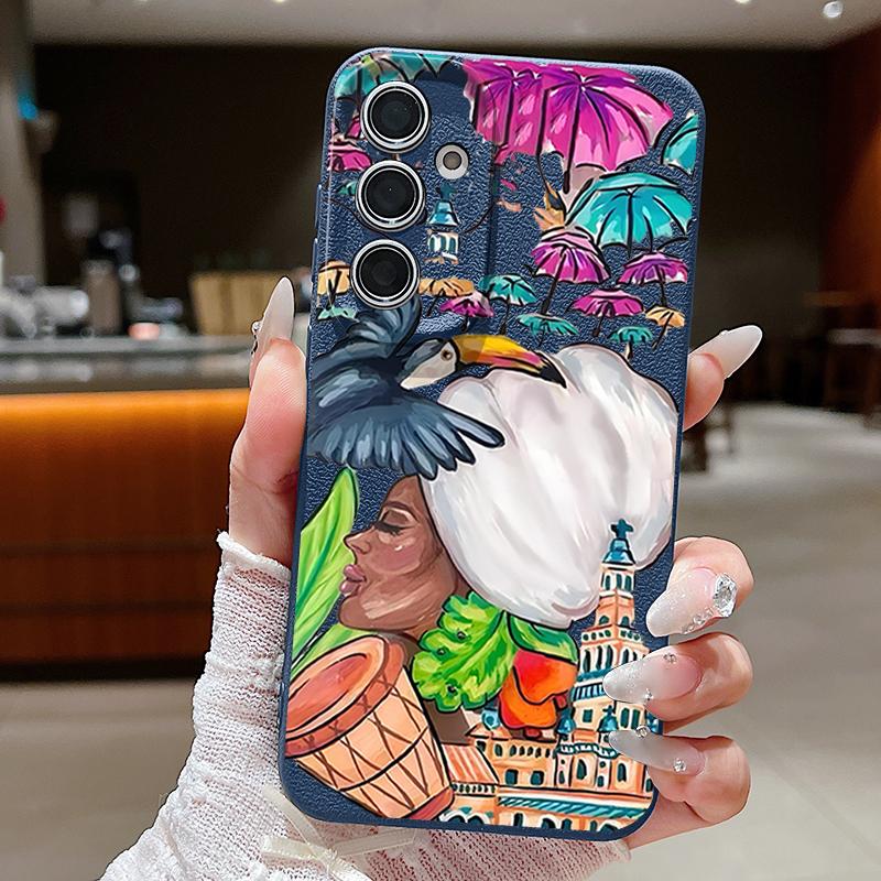 Tropical-style Toucan Pattern Case For Samsung Galaxy A57 A56 A55 A54 5G A37 A36 A35 A34 A17 A16 A15 A14 Leather Texture Silicone Cover