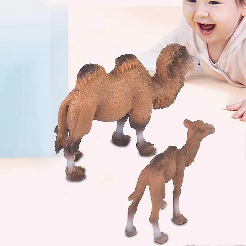 Animal Model Toy, 2pcs Miniature Wild Safari Wildlife World Animal Figures Desktop Decoration Bactrian Camel Model Toy Home Decor Gifts for Kid Childr