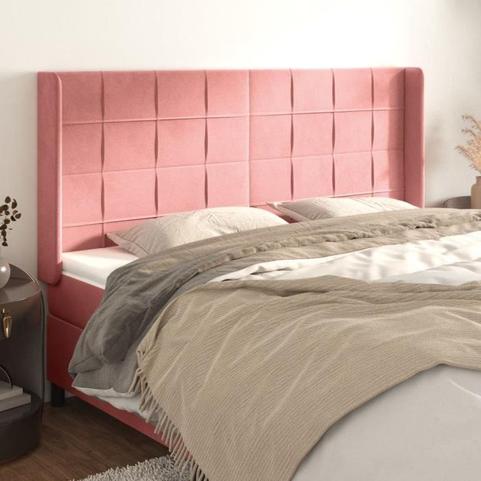 3119651 vidaXL Headboard with Ears Pink 203x16x118-128 Cm Velvet