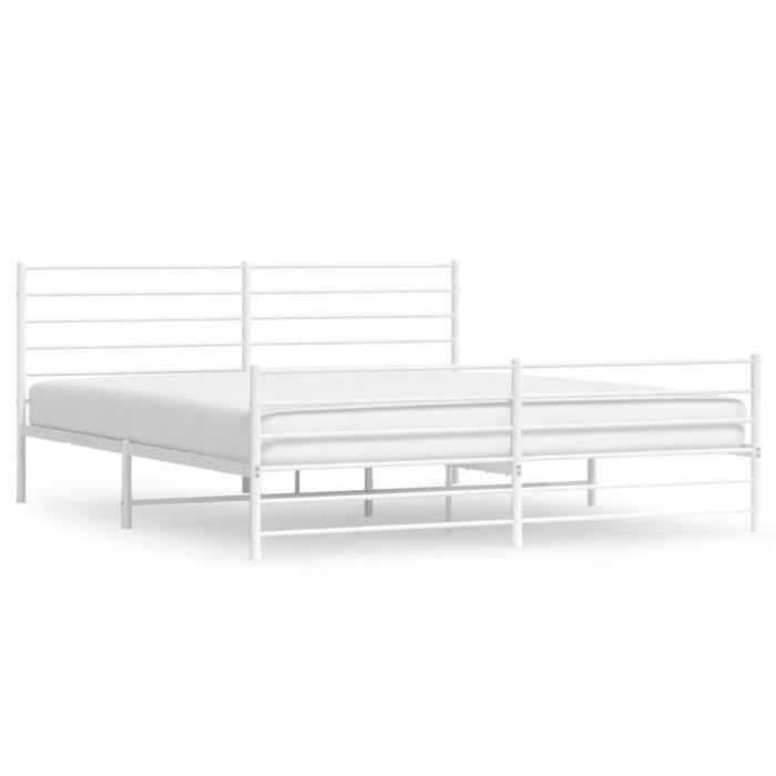 VidaXL Cadre de lit métal avec tête de lit-pied de lit blanc 180x200cm 352390