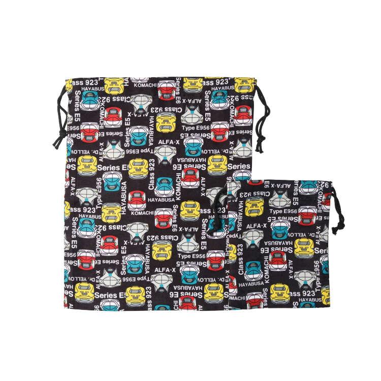[Children's Clothing] Moujonjon (Moojeongjeong) JR Shinkansen Train Pattern Drawstring Bag Set of 3 B11699