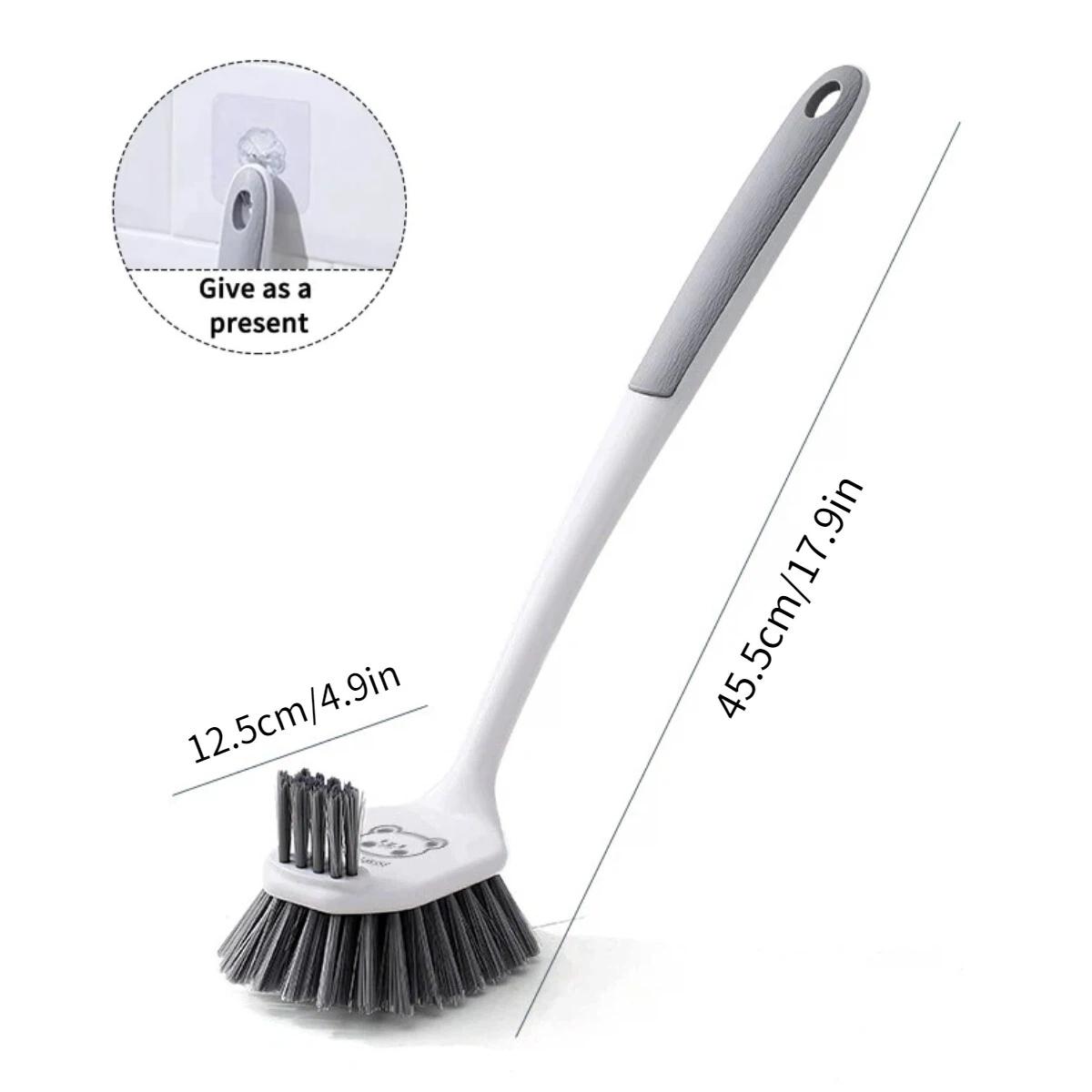 Long Handle Double Sided Toilet Cleaning Brush Multi-functional Plastic Toilet Brush Household No Dead Corner Bathroom Supplies серый белый