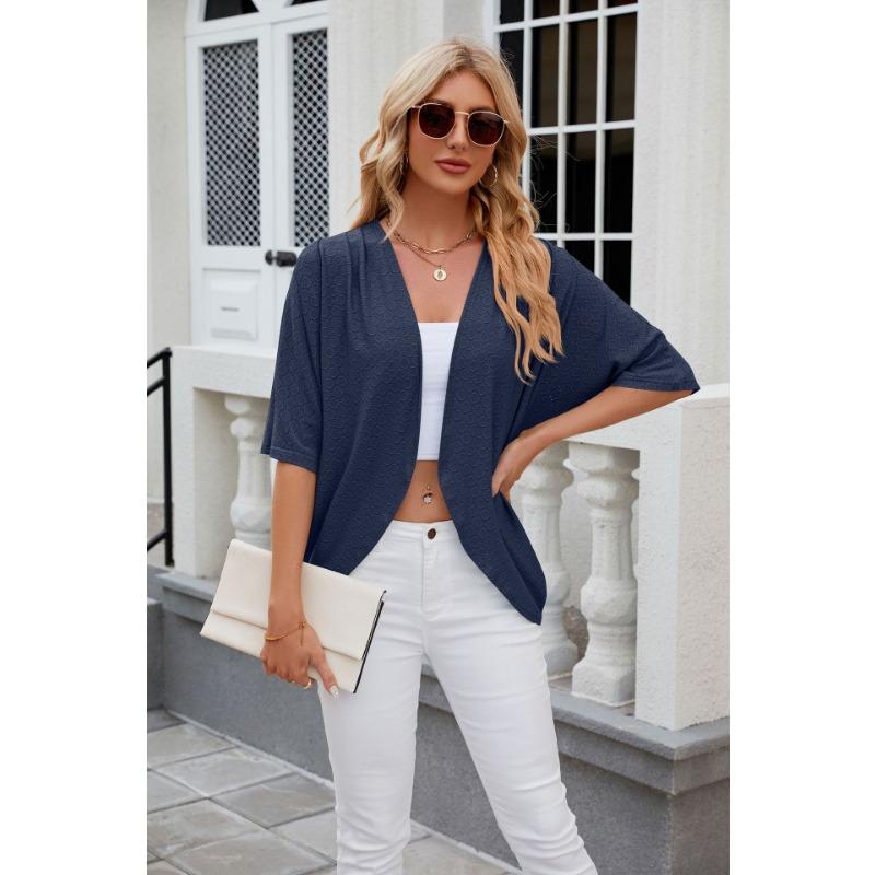 Summer Women's Cardigan, New Solid Color Medium Sleeve Cardigan, Knitted Cardigan Jacket, Air Conditioning Shirt