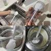 White Silicone Kitchen Cleaning Tool with Folding Brush Head and Long Handle for 360° Glass and Bottle Cleaning