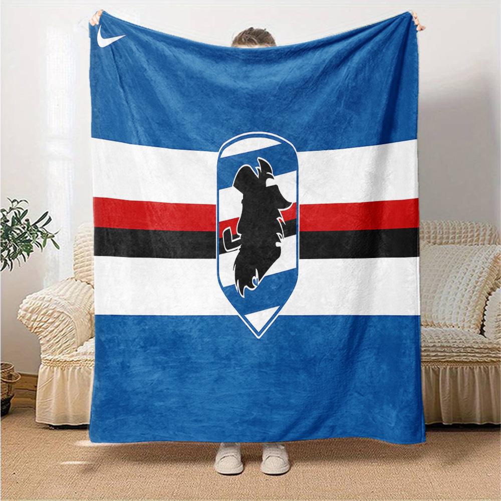 Sam-pdoria Team Crest Design Flannel Blanket, Soft Polyester, Modern Design, All-Season for Camping, Travel, Gifts for holidays or birthdays